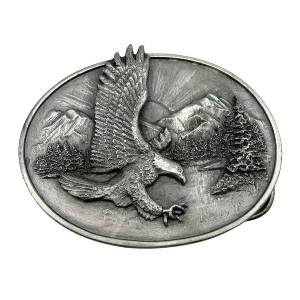 Vintage 1982 Siskiyou Buckle Co Eagle Pewter Belt Buckle Oregon O-10 Made USA